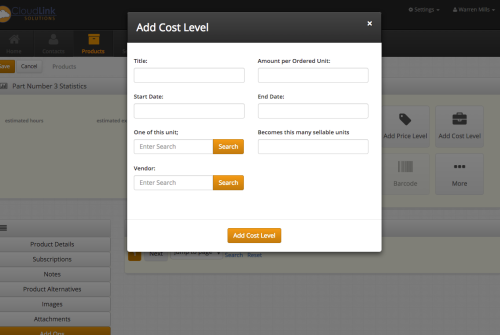 Create detailed cost levels by vendor, date, or product type.